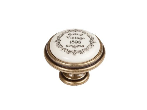 P77.01.Q3.D1G Ant.Fir."Vintag gomb, 35MM fém-porcelán fogantyú