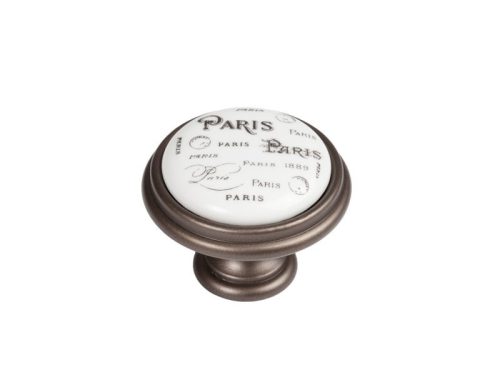 P77.00.Q4.G7G Barna-"Paris" gomb, 35MM fém-porcelán fogantyú