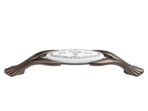 M94.00.Q3.G7G Barna-"Vintage" 128 fém-porcelán fogantyú