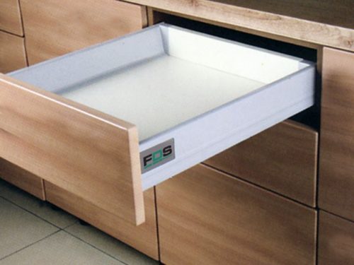 FDS-DF PO-S A push open szürke 350mm duplafalu fiókoldal, 40kg