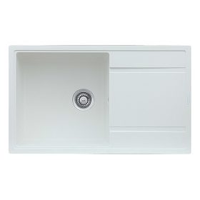   1mély+csepegtető KEVIN 50*86 fehér KEVMIL silgranit mosogató, szifonnal