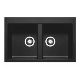   2mély VIVIEN mosogató 50*78 fekete KEVMIL silgranit, szifonnal