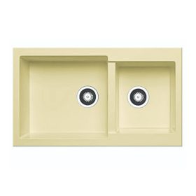   2mély PYRAMID mosogató 50*85 bézs KEVMIL silgranit, szifonnal