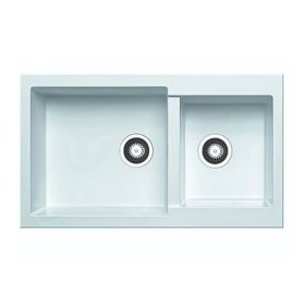   2mély PYRAMID mosogató 50*85 fehér KEVMIL silgranit, szifonnal