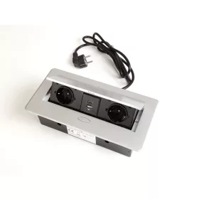   KONNEKTOR ELOSZTÓ MODULBOX II 2 DB 230V-OS DUGALJ + 2 USB ALUMÍNIUM