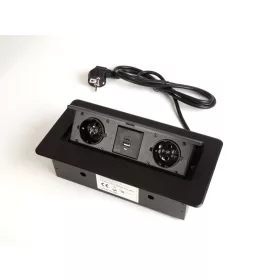   KONNEKTOR ELOSZTÓ MODULBOX II 2 DB 230V-OS DUGALJ + 2 USB MATT FEKETE