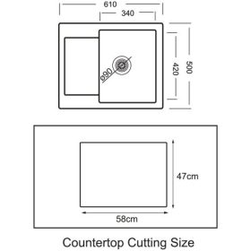   1mély+csepegtető KATA 50*61 szürke KEVMIL silgranit mosogató, szifonnal