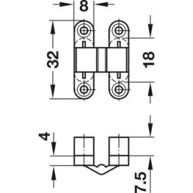   341.00.322 Zsanér, Vidi Super fekete 12 mm-es fa vastagságtól, rejtett