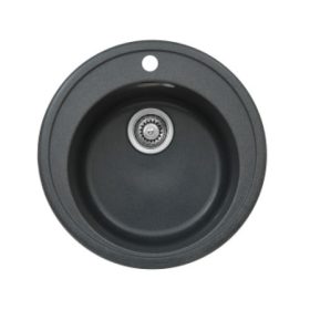   Kör ATLAS mosogató átmérő:51cm fekete KEVMIL silgranit csaplyukfurattal+szifon