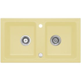   2mély THEMIS mosogató 78*43,5 bézs KEVMIL silgranit, szifonnal