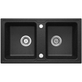   2mély THEMIS mosogató  78*43,5 fekete KEVMIL silgranit, szifonnal