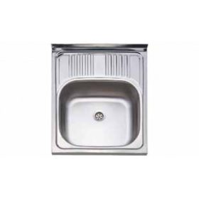   1mély fém mosogató szifonnal K-303 K 50x60 csaplyuk nélkül/Teletetős