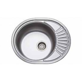   1mély+csepegtető fém kör mosogató KM-117 KM58x48 csaplyuk nélkül/Belevágós
