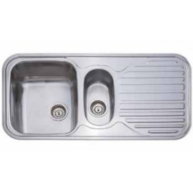   2mély+csepegtető fém mosogató  KM-127 KM 48x100 csaplyuk nélkül/Belevágós