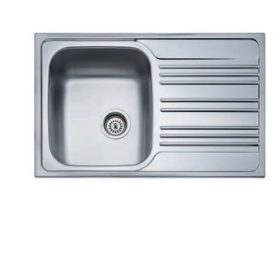   1mély+csepegtető fém mosogató KM-180 KM 80x50 csaplyuk nélkül/Belevágós