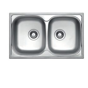   2mély fém mosogató szifonnal KM-189 KM 48x78 csaplyuk nélkül/Belevágós