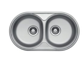   2mély fém kör mosogató szifonnal KM-780 KM 78x43,5 csaplyuk nélkül/Belevágós