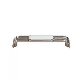   M89-128 141x20x30  fogantyú antik nikkel-fényes fehér fém-porcelán