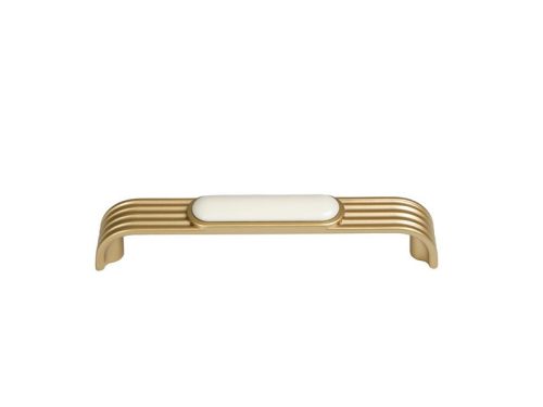 M89-128 141x20x30  fogantyú matt sárgaréz-elefántcsont fém-porcelán