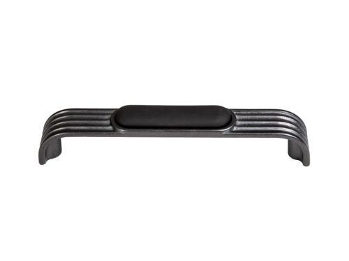 M89-128 141x20x30  fogantyú antik ón-matt fekete fém-porcelán