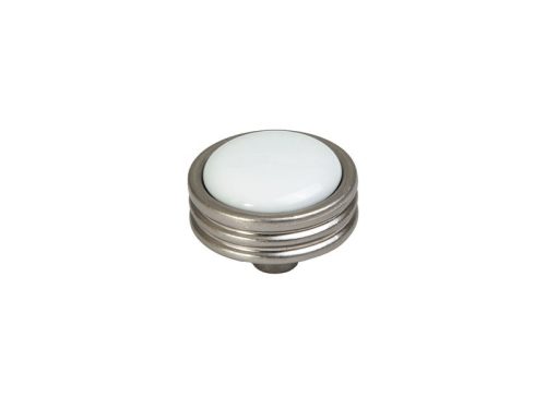 P49GOMB-34  fogantyú antik nikkel-fényesfehér fém-porcelán