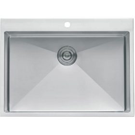   1 mély szálhúzott inox mosogató 600*500 MEX600.500 szűrőkosaras lefolyógarn.