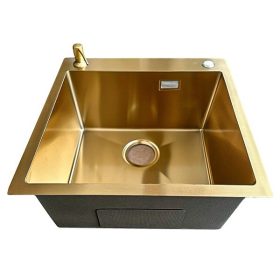   1 mély szálhúzott fém mosogató 500*500 MEX Gold  + ajándék szappanadagoló