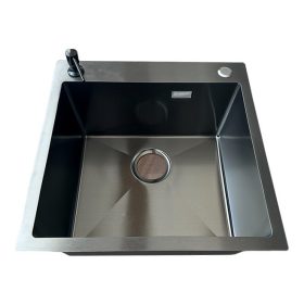   1 mély szálhúzott fém mosogató 500*500 Mex antracit + ajándék szappanadagoló