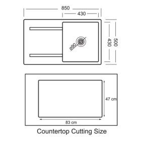   1mély+csepegtető KEVIN 50*86 fekete BAL KEVMIL silgranit mosogató, szifonnal