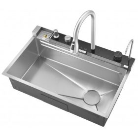   1 mély VEX inox mosogató +zuh.csaptelep 680*460+pohármosó, szappanadagoló