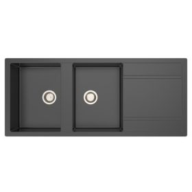   Derszim 50 x 116 fekete KEVMIL silgranit mosogató, szifonnal