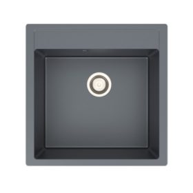   Lina 50 x 50 metál szürke KEVMIL silgranit mosogató, szifonnal