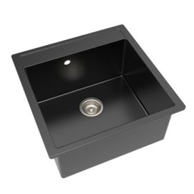 Lina 56 53 x 56 fekete KEVMIL silgranit mosogató, szifonnal