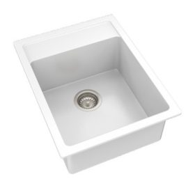 Seri 50 x 39 fehér KEVMIL silgranit mosogató, szifonnal
