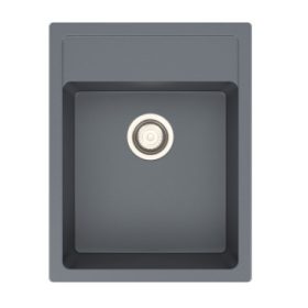   Seri 50 x 39 metál szürke KEVMIL silgranit mosogató, szifonnal